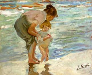 Mother and Child on the Beach - Joaquin Sorolla