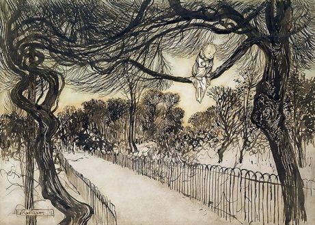 Peter Pan on a Branch, Arthur Rackham, 1906-1912